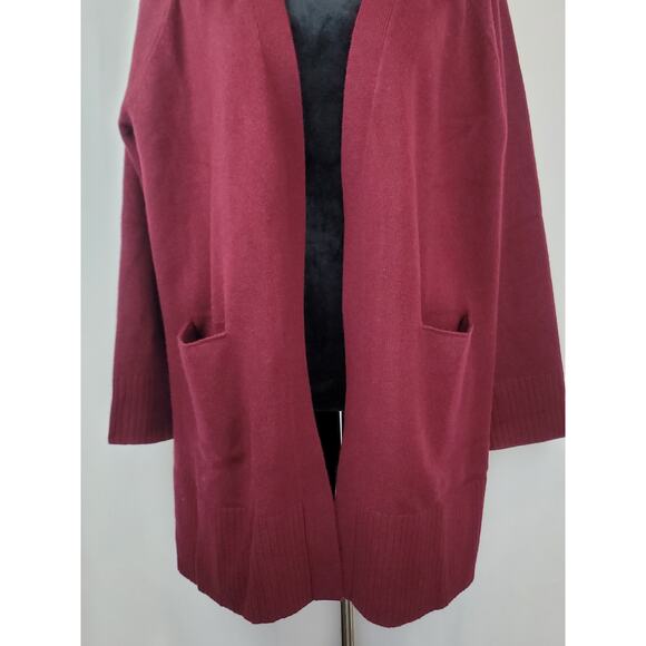 Revive Cashmere Women's Merlot Wool Cashmere Raglan Midi Cardigan Sweater L - Picture 3 of 10